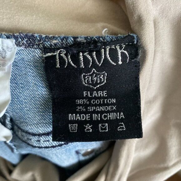 Y2K ReRock Express Flare A Pea In The Pod Maternity Jeans Small Distressed VTG - Picture 9 of 11